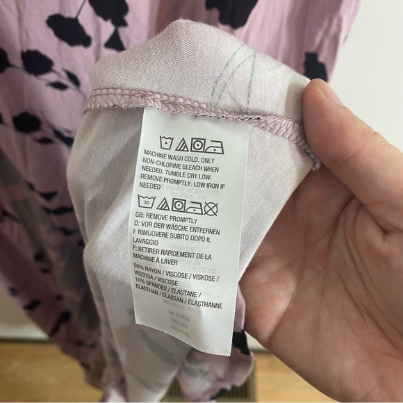 LOGO Lori Goldstein Purple Maxi Dress Small Contrast Godet Printed Floral Jersey - Picture 6 of 6